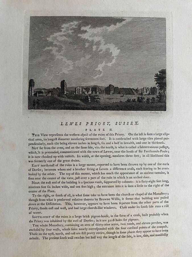 LEWES PRIORY, SUSSEX, ORIG 18TH-CENT. WATERCOLOUR, SAMUEL HIERONYMUS GRIMM