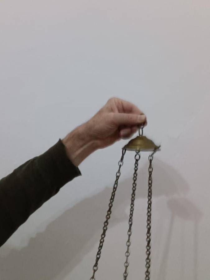 19th century brass ecclesiastical pendant lamp