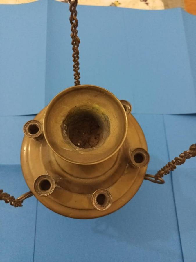 19th century brass ecclesiastical pendant lamp