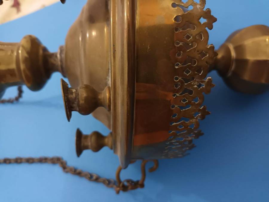 19th century brass ecclesiastical pendant lamp