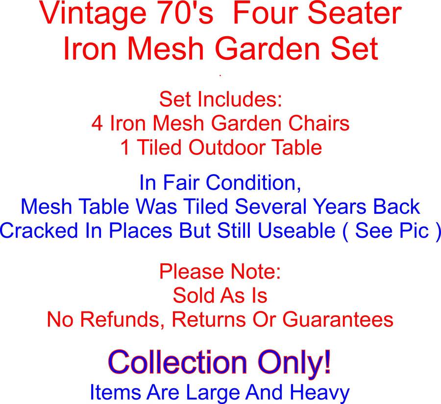 Vintage 70's Four Seater Steel Mesh Garden Set