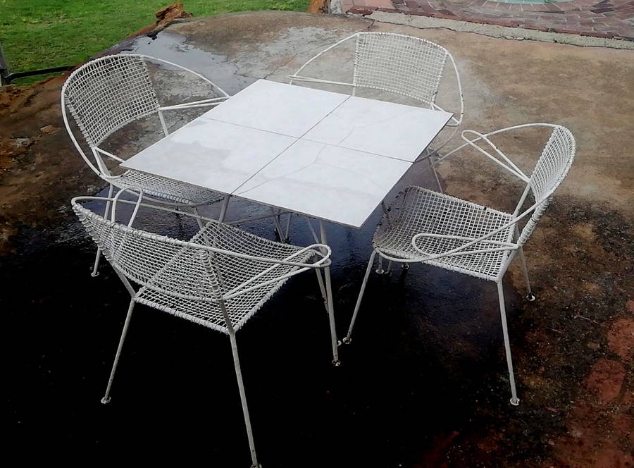 Vintage 70's Four Seater Steel Mesh Garden Set