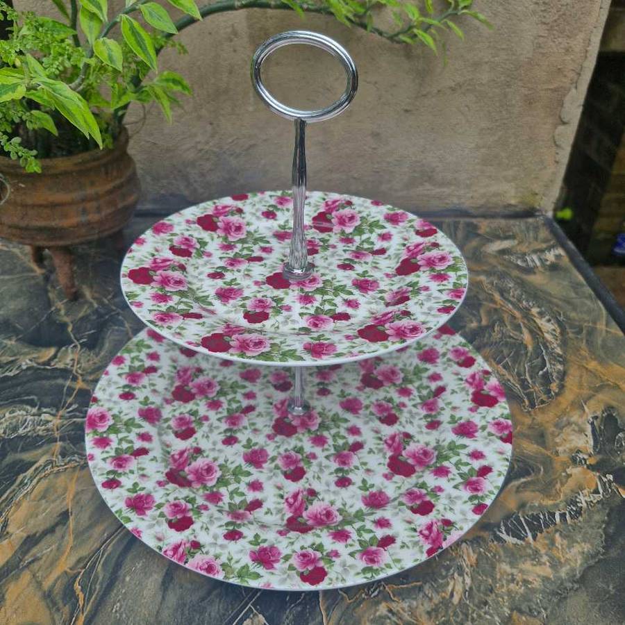 Maxwell and Williams Roseberry two tier cake stand