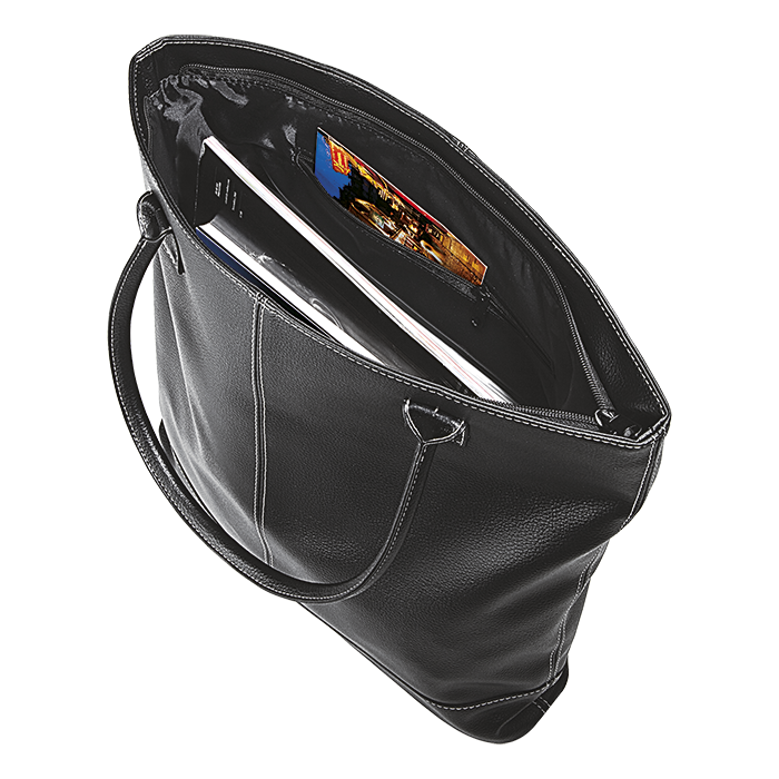 Black faux leather tote/laptop bag