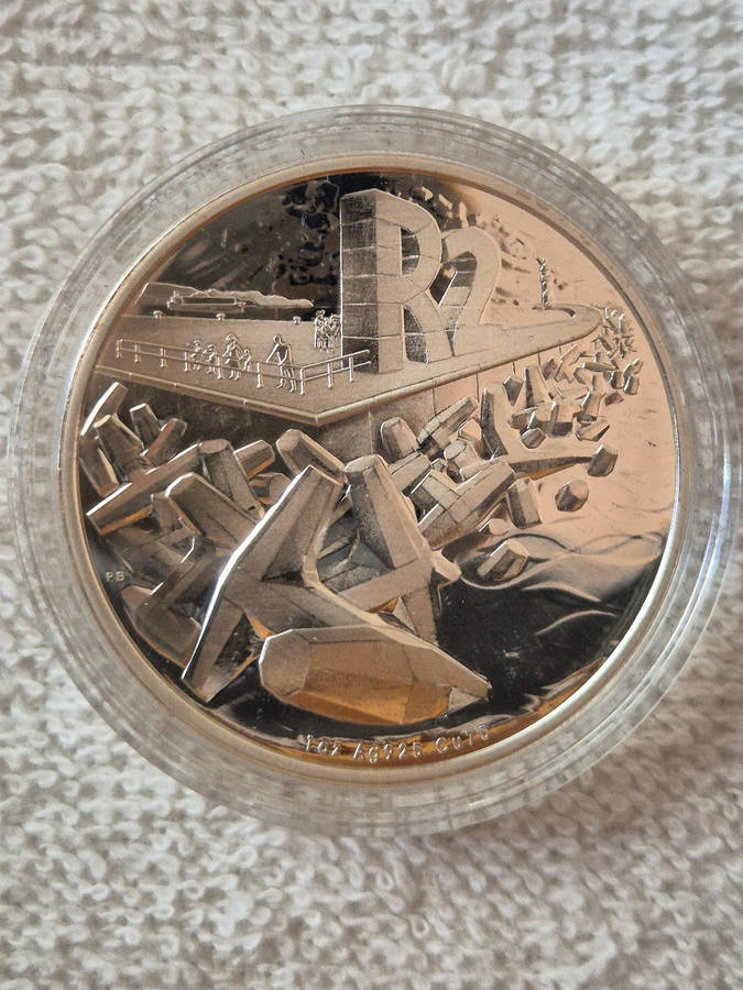 2016 South African 1oz Proof R2 coin - Dolos & 2½cents Tickey combo