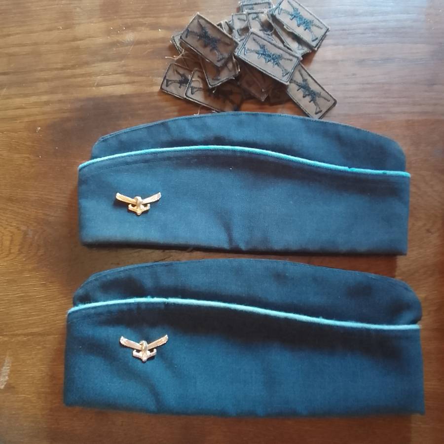 SA Air Force caps and 20 x  SWATF Marksman badges
