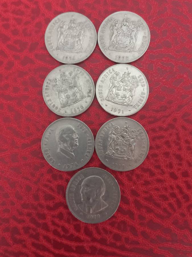 Selling per coin 1970's 50cent coins.Memory lane!!(70,71,74,75,76,77,79)