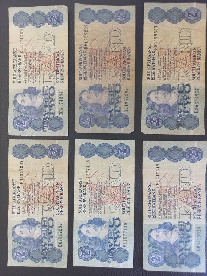South Africa Reserve Bank R2 notes(1983-1989)(Per note)