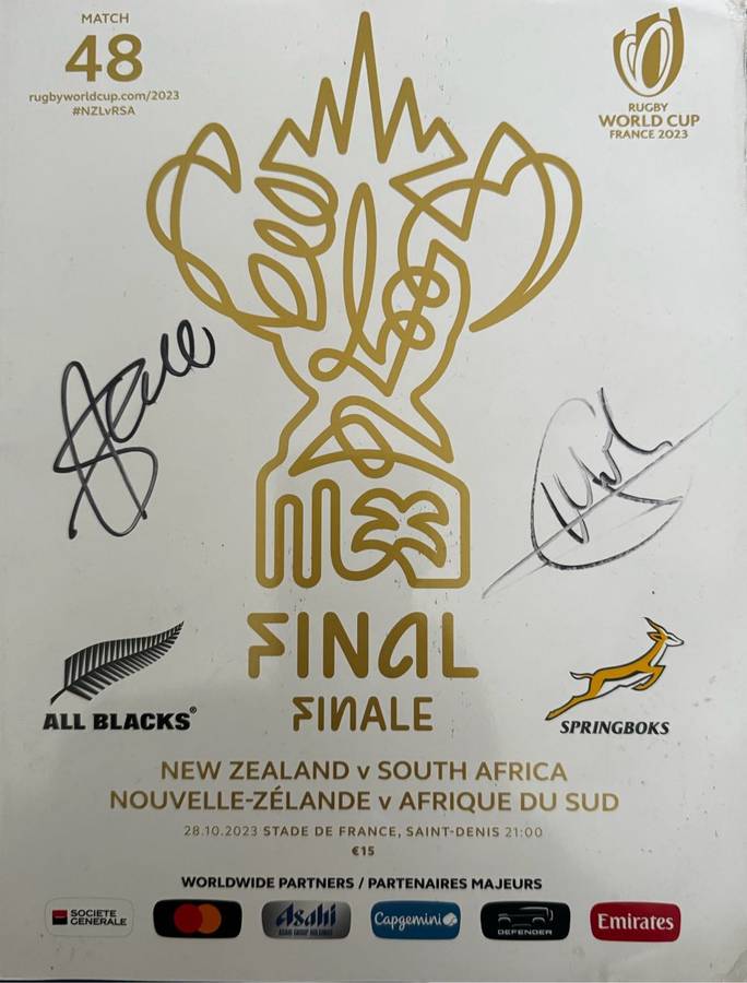 RWC 2023 FINAL Program Signed Cheslin Kolbe Canan Moodie