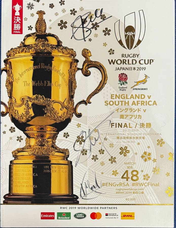 RWC 2019 Final Program Signed Cheslin Kolbe Frans Steyn and Canan Moodie