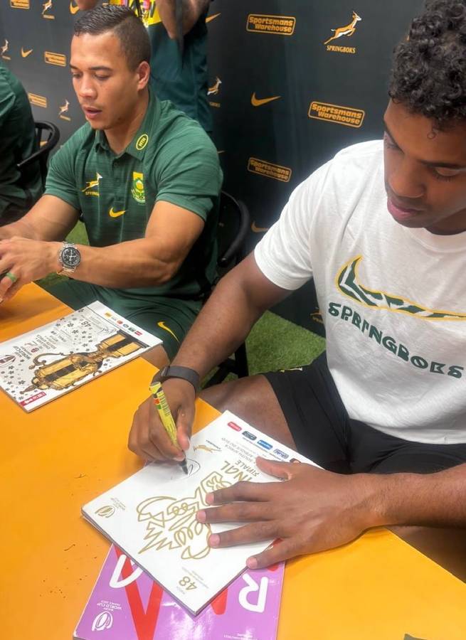 RWC 2019 Final Program Signed Cheslin Kolbe Frans Steyn and Canan Moodie