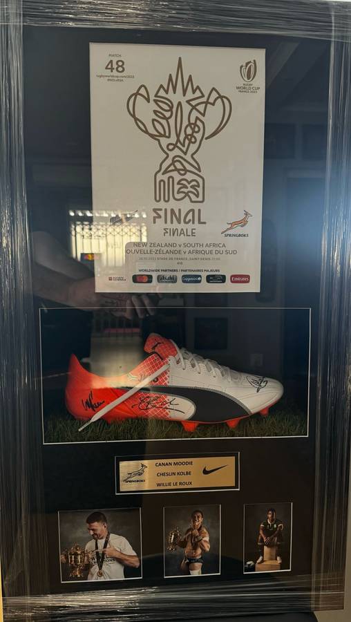 Rugby Boot Signed and Framed