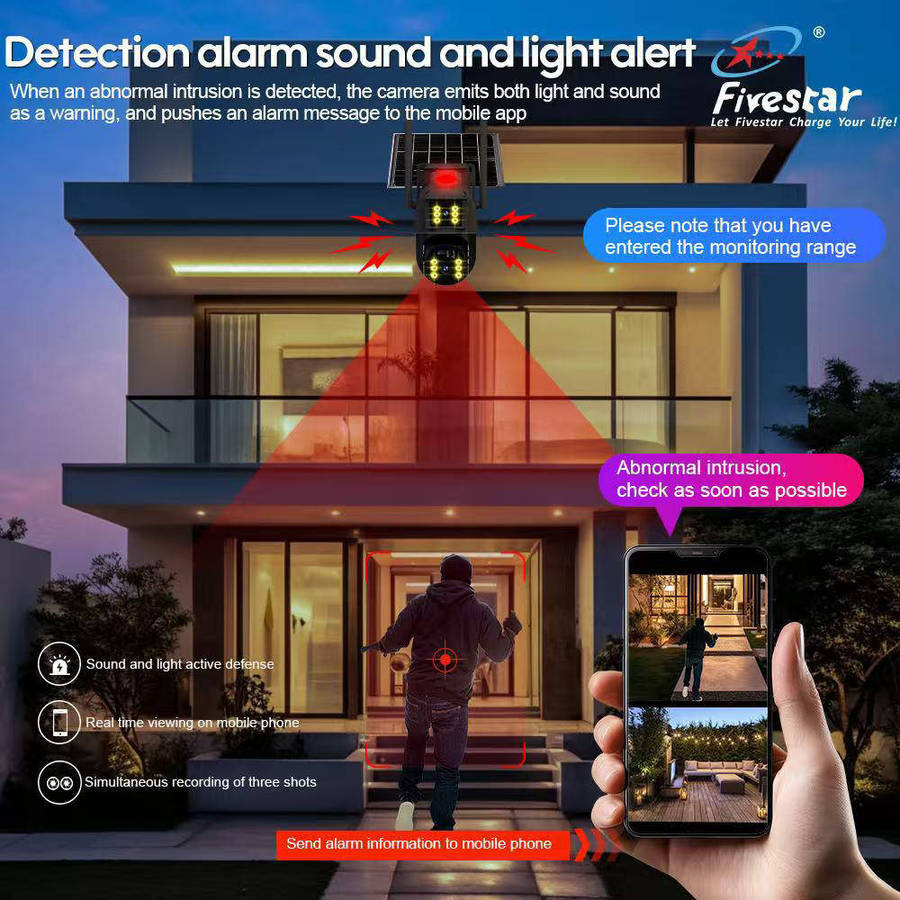 Ultra HD Triple Screen 10x Zoom Solar Camera IP65 WaterProof