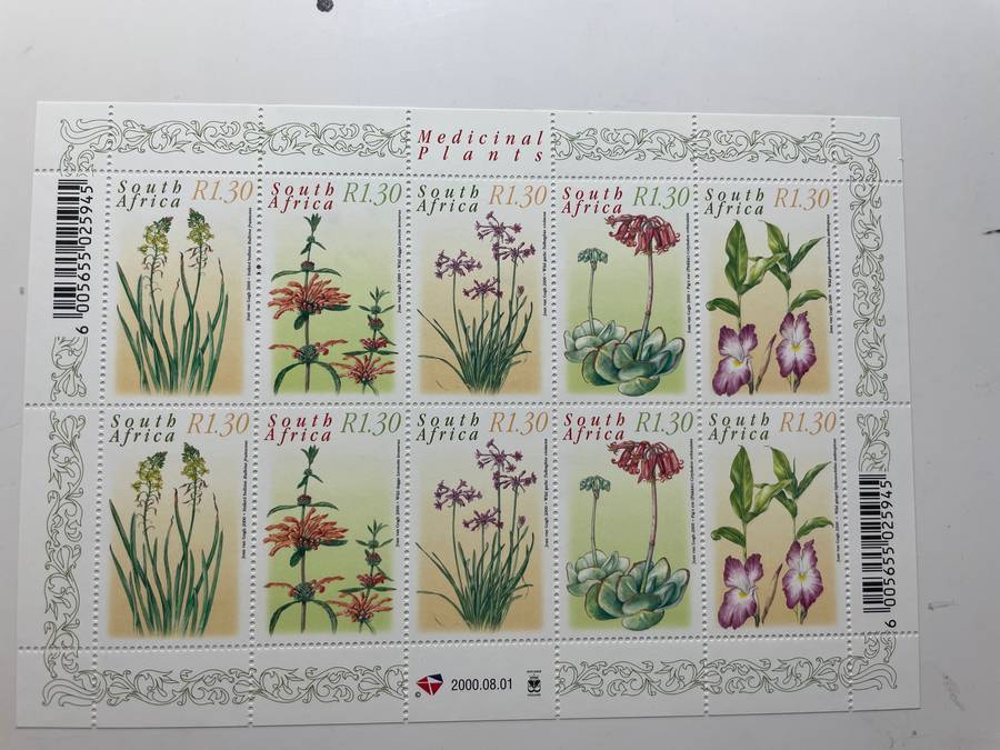 RSA 2000 Medicinal Plants Sheet of 10 stamps SACC 1270-1274