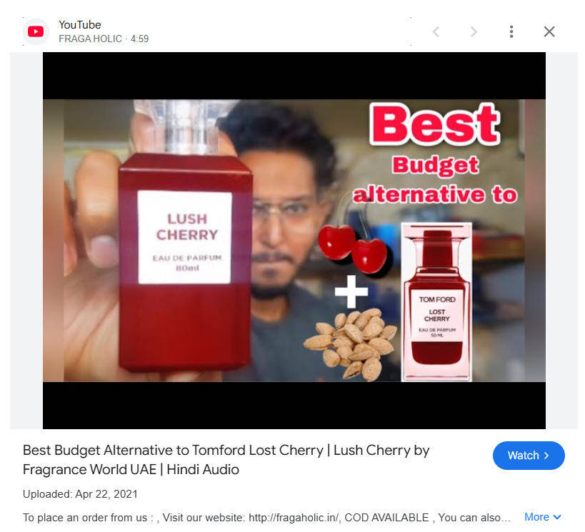 Lush Cherry by Fragrance World  - Unisex Eau De Perfum 80ml - The Perfect Women's Day Gift!