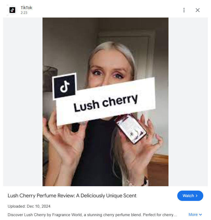 Lush Cherry by Fragrance World  - Unisex Eau De Perfum 80ml - The Perfect Women's Day Gift!