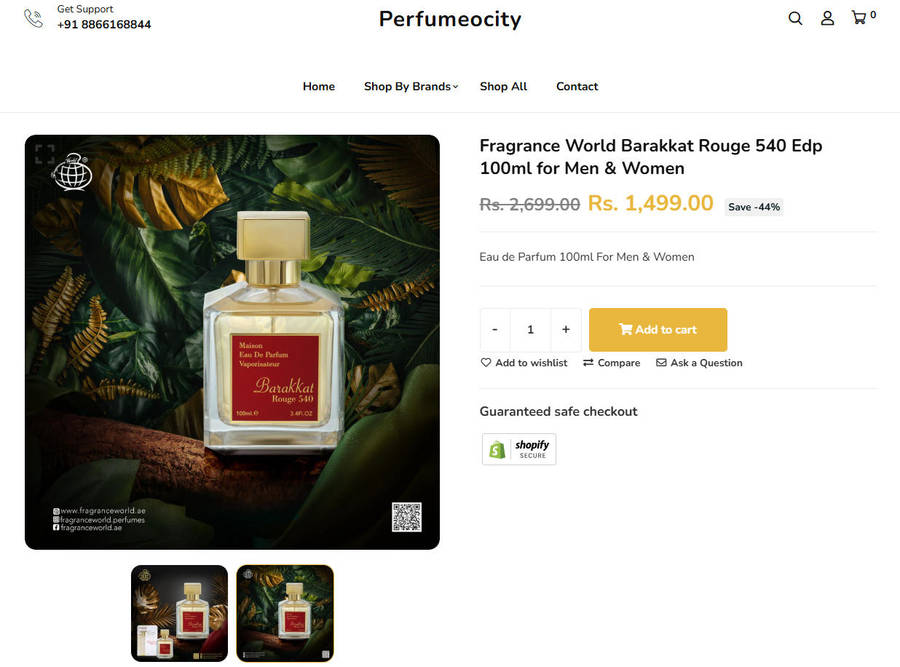 Barakkat Rouge 540 Eau de Parfum  100ml Unisex | By Fragrance World - Limited Stock & Long Lasting