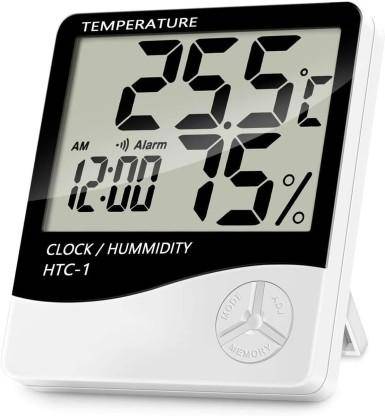 Digital Temperature and Humidity Thermometer Clock Thermometer  (White)
