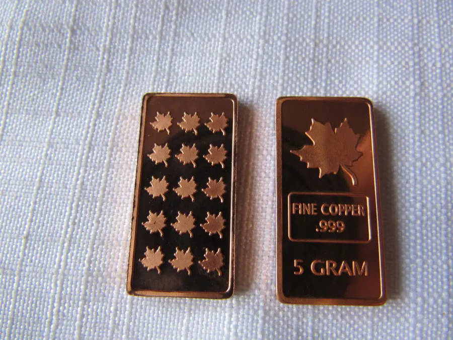 (Relisted)5 Gram solid Copper Canadian bullion bar