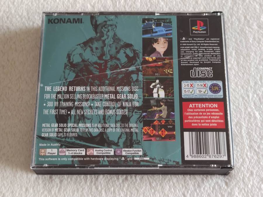Metal Gear Solid + Metal Gear Solid Special Missions - PS1 / Playstation One Game (PAL)