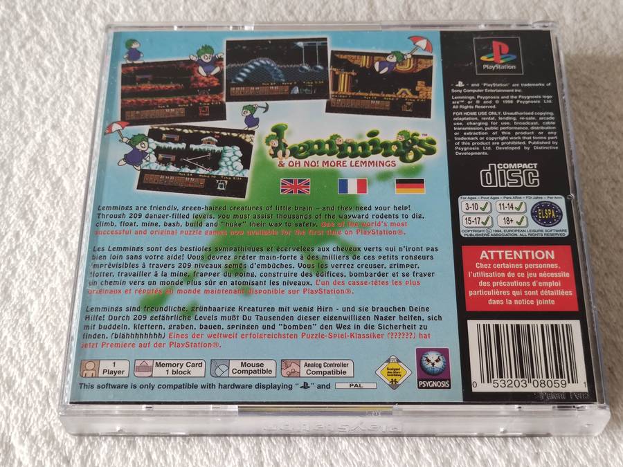 Lemmings & Oh No! More Lemmings - PS1 / Playstation One Game (PAL)