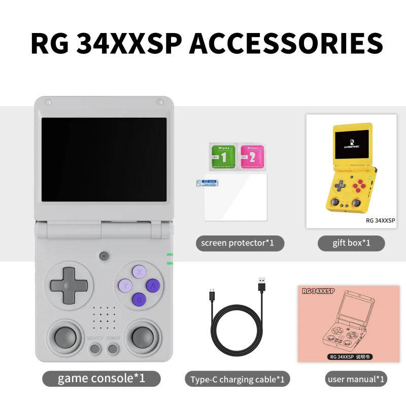 Anbernic RG 34XXSP Portable Retro Handheld Game Console 64GB Gray