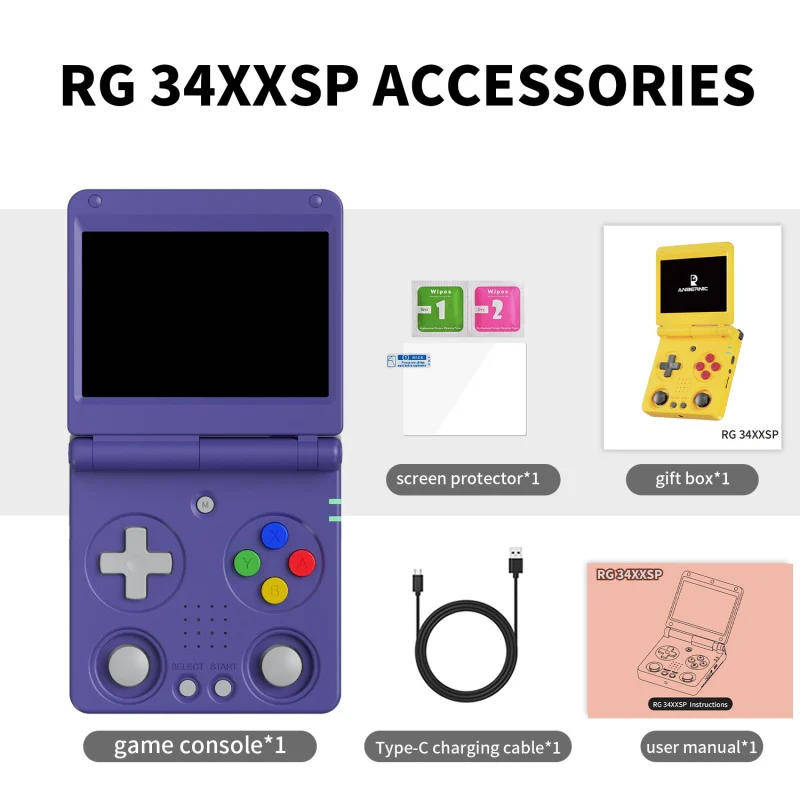 Anbernic RG 34XXSP Portable Retro Handheld Game Console 64GB Indigo