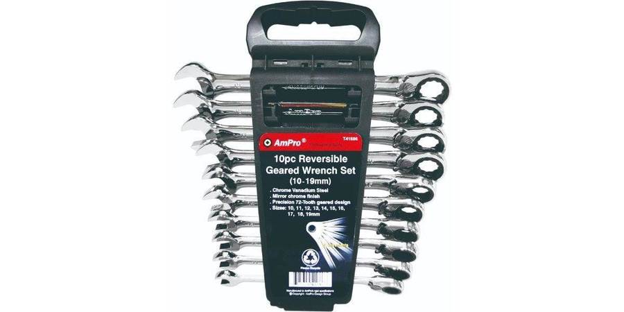 Ampro 10 Piece Reversible Gear Wrench Set