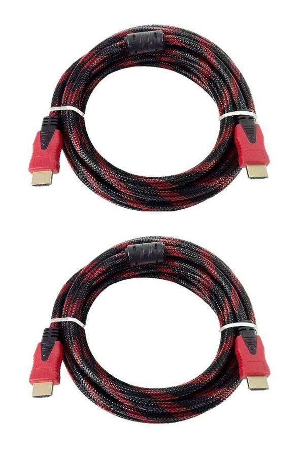 HDMi Cable Braided 5m - Black & Red - 2 Pack