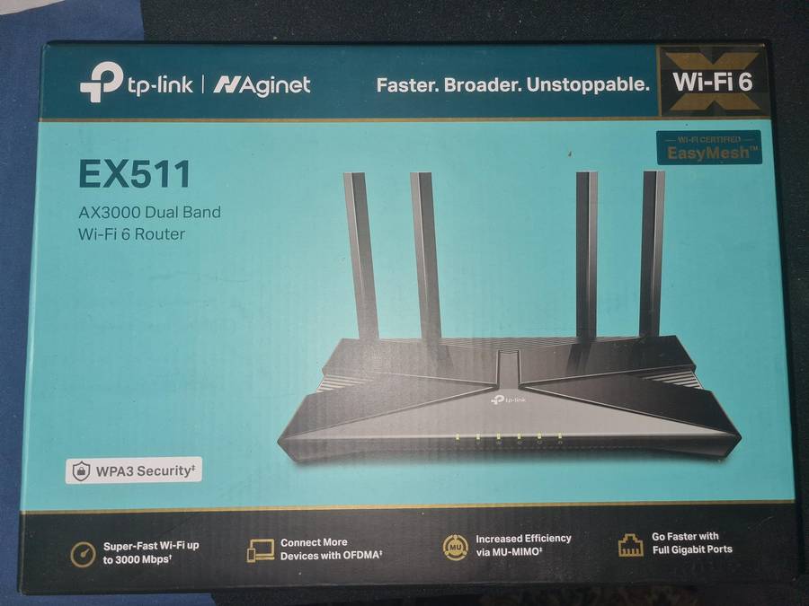 TP-Link EX511 AX3000 Dual-Band Wi-Fi 6 Fibre Router  Ultra-Fast, Ultra-Smart!