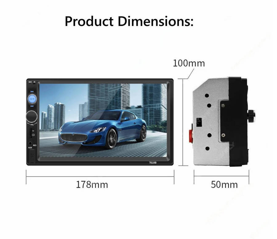 7" Touch Screen Car MP3/MP4 Video Player. Bluetooth, Handsfree, USB, SD, Aux, FM Radio