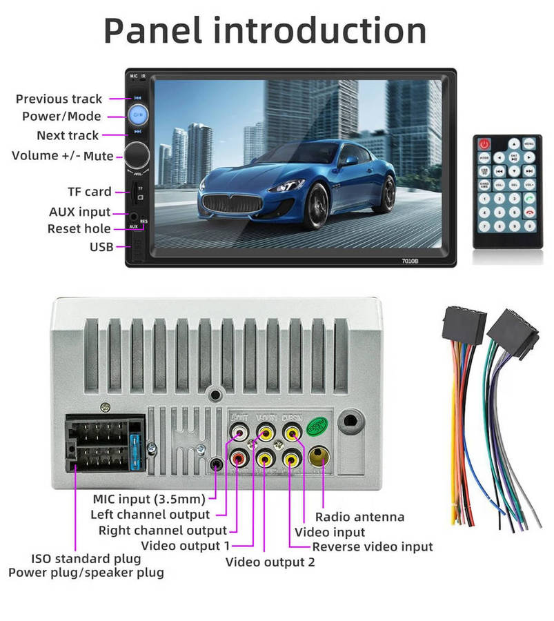 7" Touch Screen Car MP3/MP4 Video Player. Bluetooth, Handsfree, USB, SD, Aux, FM Radio