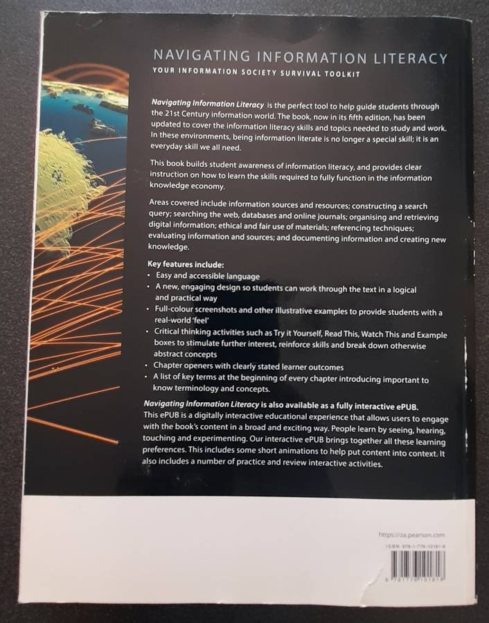 Navigating Information Literacy, T Bothma, E Cosijn, I Fourie, C Penzhorn 2017, 5th Edition Pearson