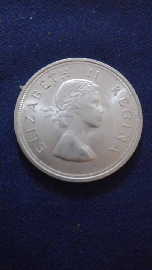 1958 SA Union Silver 5 Shillings Coin