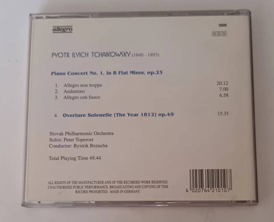 Tchaikowsky - Piano Concert No.1 CD