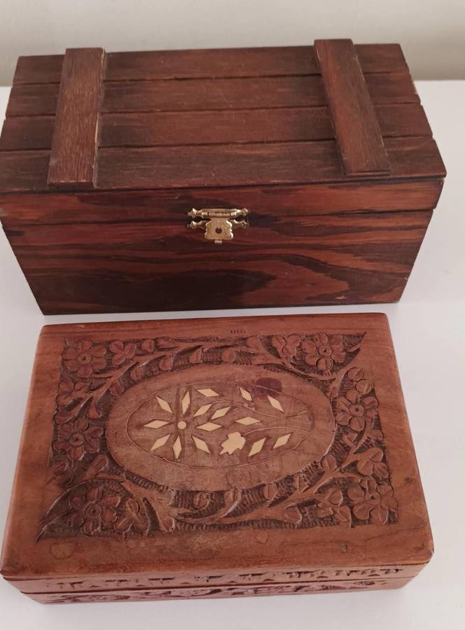 2x Wooden Hand-Crafted Wooden Jewellery Boxes.