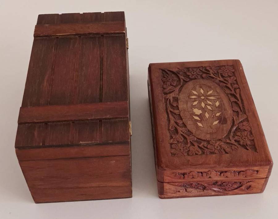 2x Wooden Hand-Crafted Wooden Jewellery Boxes.