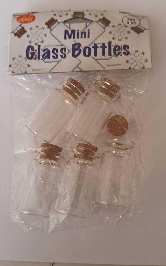 5 Piece 7ml Glass Bottles.  New.