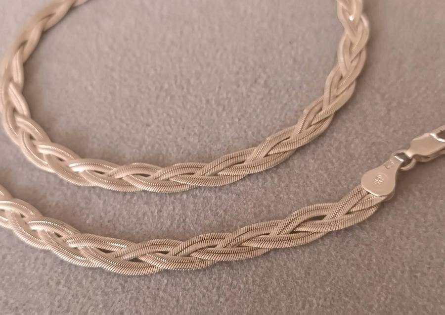 Stunning Sterling Silver Italy Braided Chain.