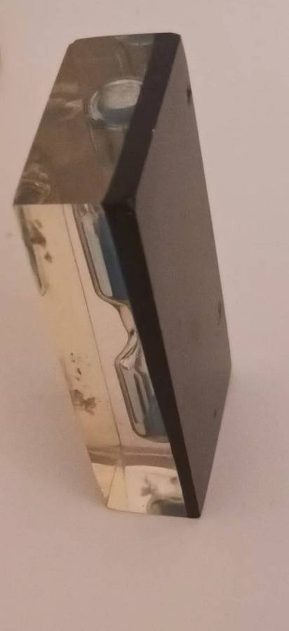 Vintage Lucite Acrylic Blue Sand 3-minute Hourglass Timer.