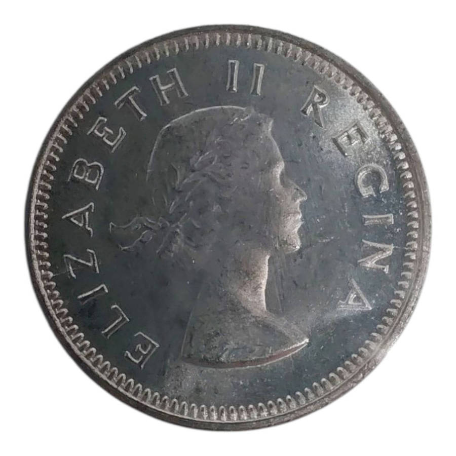 1959 South Africa 3 Pence (3d)  Queen Elizabeth II  Silver  UNC