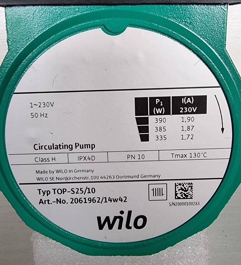 Circulation Pump - Wilo Top S25/10 230V