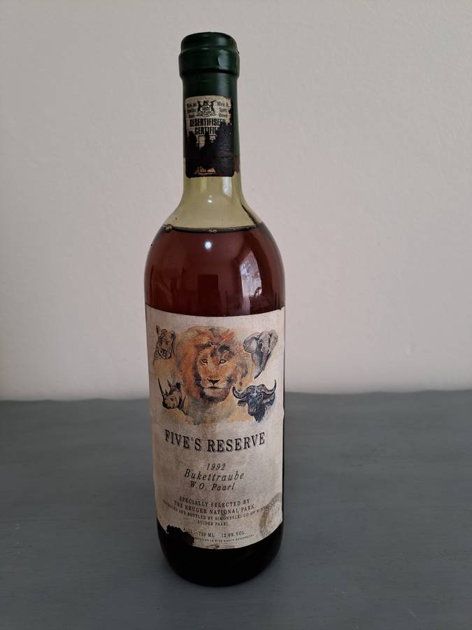 1992 Five's Reserve, Speciality selected by the Kruger National Park. 750ml, 12%
