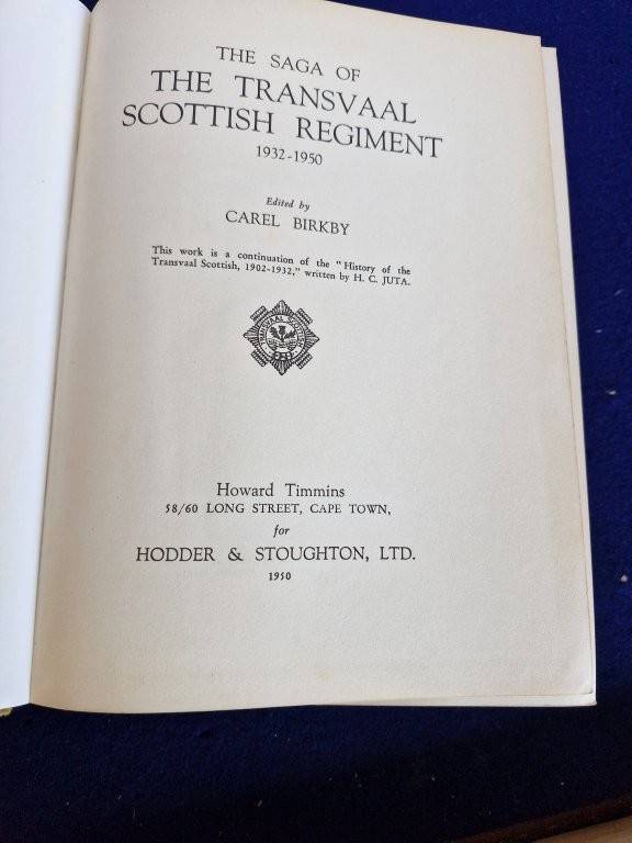Book, The Saga of the Transvaal Scottish Regiment