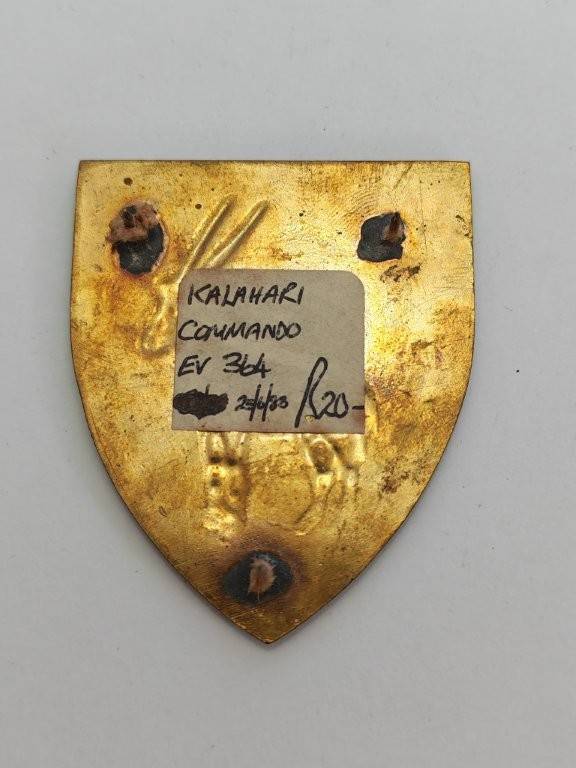 SADF Kalahari Commando Shoulder flash. Pins Intact.