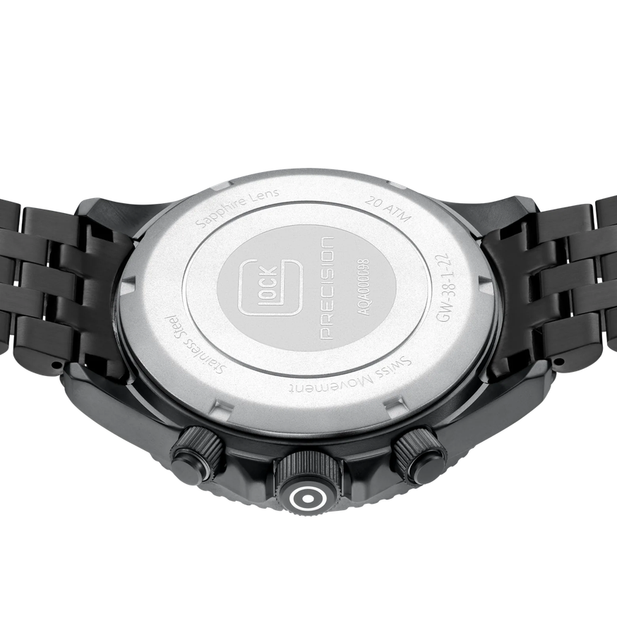 Men's Glock Watch With Gunmetal Stainless Steel Strap,  Gunmetal Face And Gunmetal Case GW-38-1-22