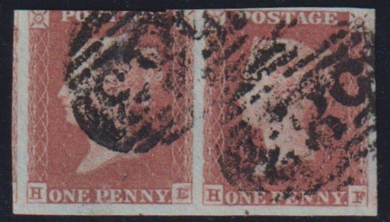 GREAT BRITAIN 1841 1d RED PAIR  PLATE 78  FINE USED