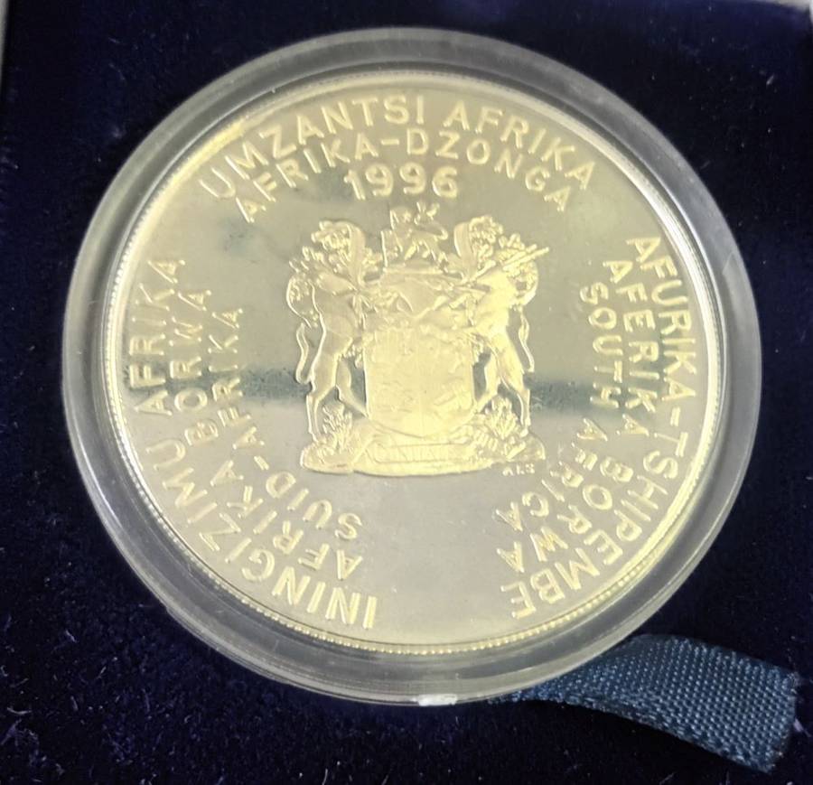 RSA: Silver R2 (1oz) Soccer - African Cup of Nations" of 1996. Mint issue