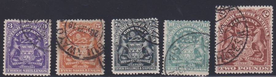 RHODESIA-BSAC 1895 VALUES TO £2 FINE USED - CV R1800