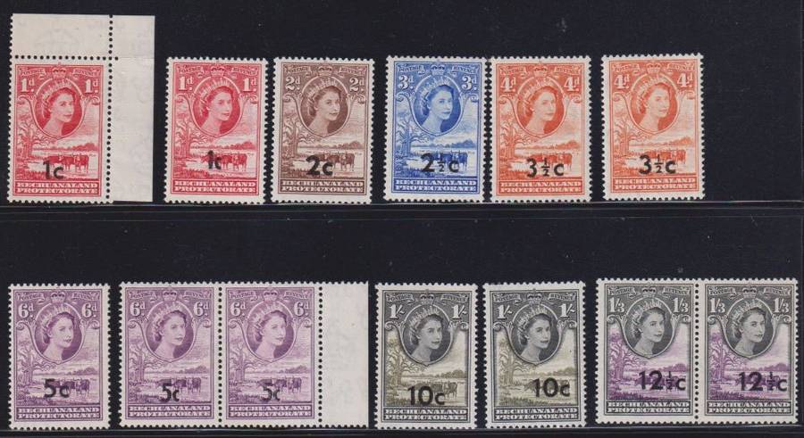 BECHUANALAND 1961 QE11 OVERPRINTS  SUPERB UNMOUNTED MINT